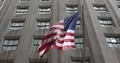 New York Stock Exchange Building Facade Financial District with Usa Flag Waving 4k or 4k+ Resolution
