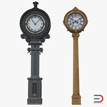 New York Street Clocks Collection 3D Model