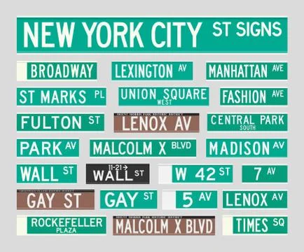 New York Street Signs Stock Illustration