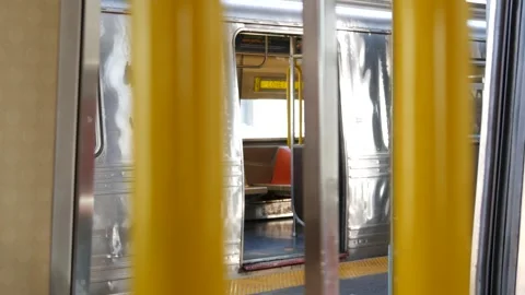 New York subway train, inside metropolitan wagon. United States metro transport Stock Footage 316655585
