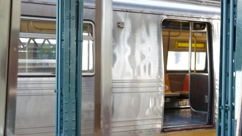 New York subway train, inside metropolitan wagon. United States metro transport 库存影片 317966857