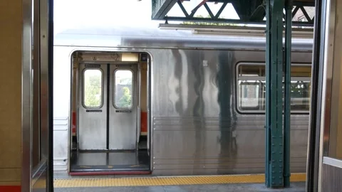 New York subway train, inside metropolitan wagon. United States metro transport Stockbeeldmateriaal 319979316