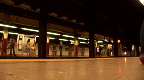 New York-Subway train passing Stock Footage 1047175