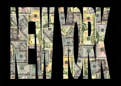 New york text with dollars Illustrazione stock