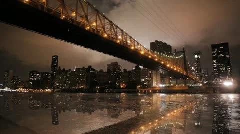 New york time lapse bridge cityscape skyline areal view 1080 HD Stock Footage 22095741