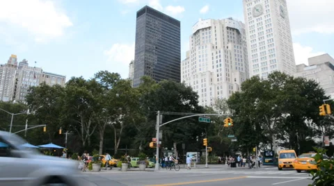 New York Traffic Intersection 23rd Street View People Crossing Traffic Taxi Cars Stock Footage 59909796