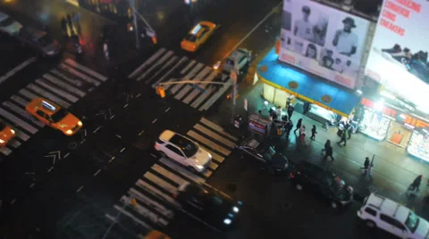 New York traffic Intersection night timelapse Stock Footage 37784104