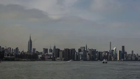 New York Upper East Side across East River from Brooklyn Stock Footage 76295208