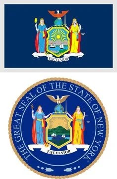 New York US State Flag and Coat of Arm Design Stock Illustration