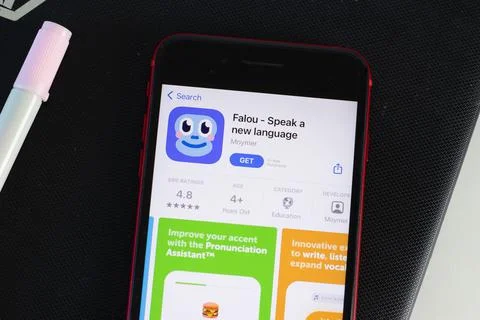 New York, USA - 1 June 2021: Falou - Speak a new language mobile app logo on  Stock Photos