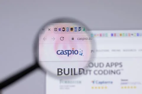 New York, USA - 26 April 2021: Caspio logo close-up on website page, Illustra Stock Photos
