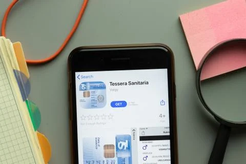 New York, USA - 26 October 2020: Tessera Sanitaria mobile app logo on phone s Stock Photos
