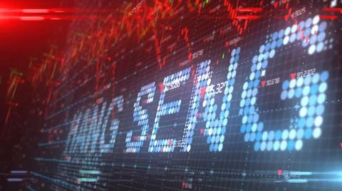 NEW YORK, USA - JULY 2019: Hang Seng stock market index chart of Hong Kong  Illustrazione stock