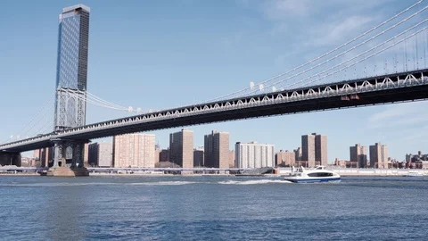 New York, USA Manhattan Bridge Stock Footage