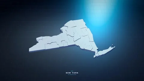 New York USA state map with glowing tech digital network style Stock Footage 340614140