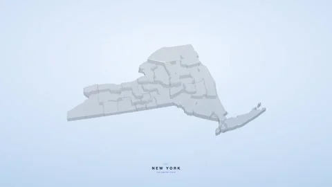 New York USA state map 3D animation seamless loop Stock Footage 341068215