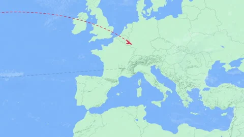 New York to Venice Flight Path Map Animation - USA to Italy Stock Footage 326070493