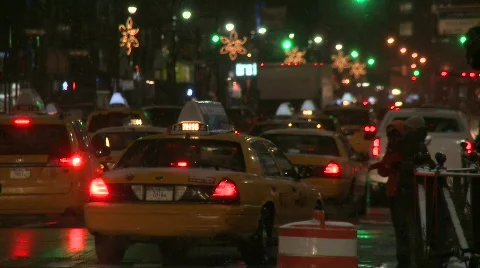 New York yellow taxi traffic Stock Footage