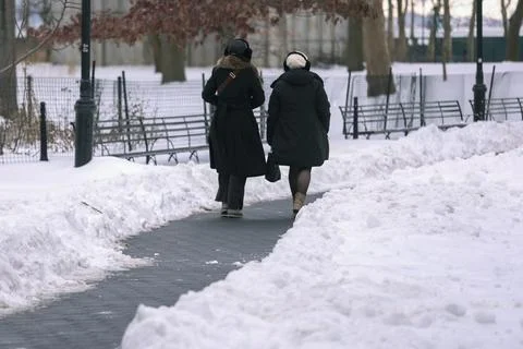 New Yorkers react to snow storm after it passes, New York, USA - 26 Jan 2026 Stock Photos