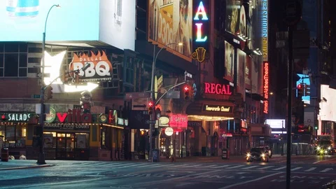 New York's Times Square Empty during coronavirus COVID-19 pandemic Stock Footage 127441345