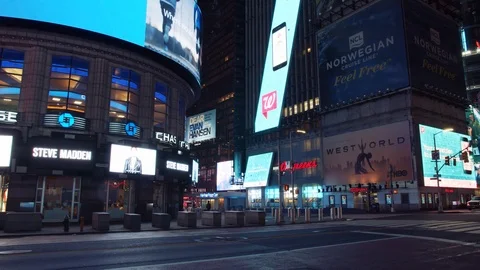 New York's Times Square Empty during coronavirus COVID-19 pandemic Stock Footage 127441655