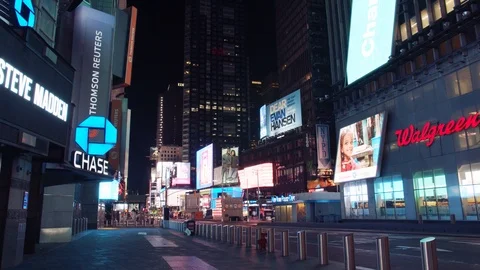 New York's Times Square Empty during coronavirus COVID-19 pandemic Stock Footage 127441984
