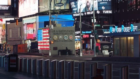 New York's Times Square Empty during coronavirus COVID-19 pandemic Stock Footage 127442168