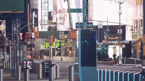 New York's Times Square Empty during coronavirus COVID-19 pandemic Stock Footage 127442265
