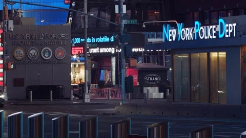 New York's Times Square Empty during coronavirus COVID-19 pandemic Stock Footage 127442350