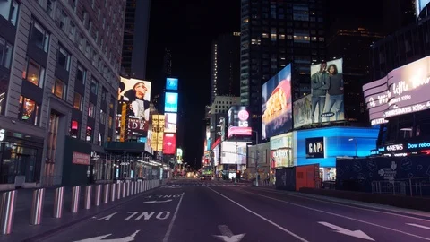 New York's Times Square Empty during coronavirus COVID-19 pandemic Stock Footage 127442803
