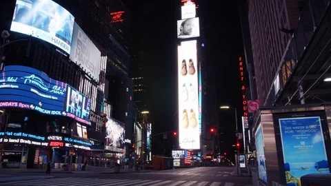 New York's Times Square Empty during coronavirus COVID-19 pandemic Stock Footage 127443035