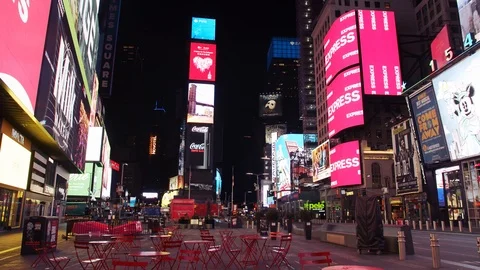 New York's Times Square Empty during coronavirus COVID-19 pandemic Stock Footage 127443120