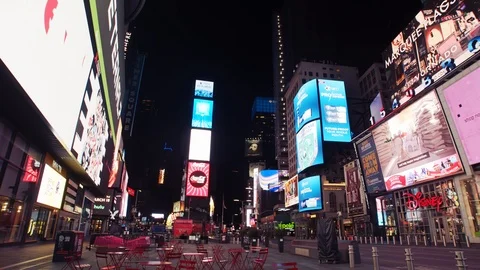 New York's Times Square Empty during coronavirus COVID-19 pandemic Stock Footage 127443319