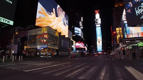 New York's Times Square Empty during coronavirus COVID-19 pandemic Stock Footage 127443742