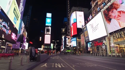 New York's Times Square Empty during coronavirus COVID-19 pandemic Stock Footage