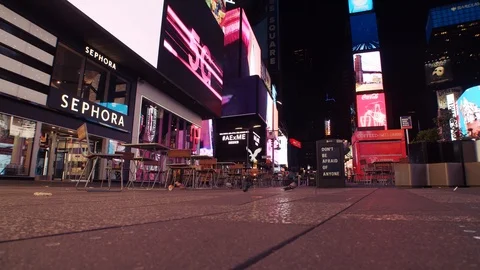 New York's Times Square Empty during coronavirus COVID-19 pandemic Stock Footage 127444181