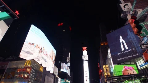 New York's Times Square Empty during coronavirus COVID-19 pandemic Stock Footage 127444520