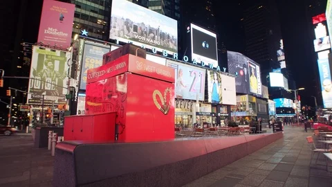 New York's Times Square Empty during coronavirus COVID-19 pandemic Stock Footage 127445222