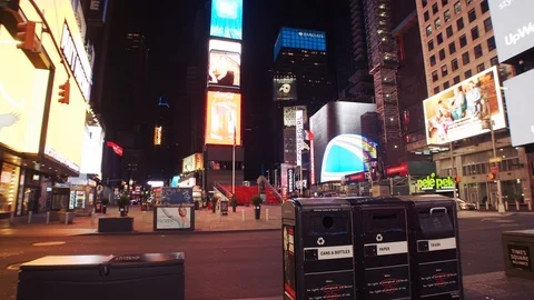 New York's Times Square Empty during coronavirus COVID-19 pandemic Stock Footage 127445227