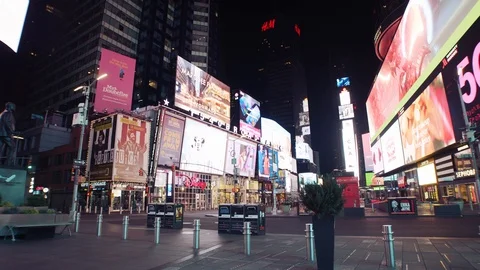 New York's Times Square Empty during coronavirus COVID-19 pandemic Stock Footage 127445350