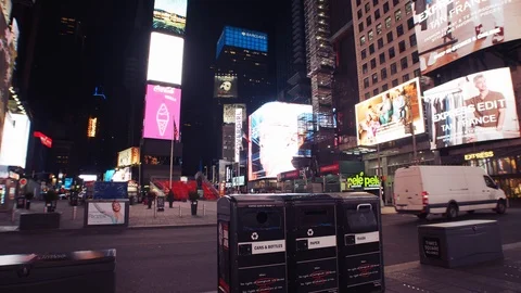 New York's Times Square Empty during coronavirus COVID-19 pandemic Stock Footage 127445689