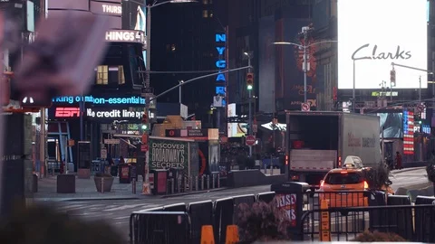 New York's Times Square Empty during coronavirus COVID-19 pandemic Stock Footage 127446119