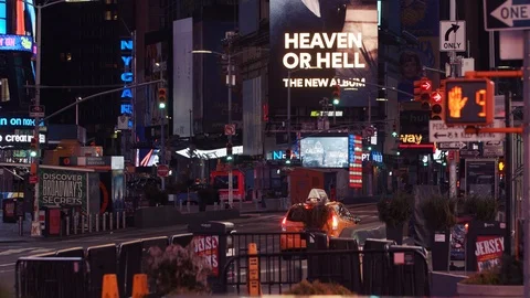 New York's Times Square Empty during coronavirus COVID-19 pandemic Stock Footage 127446486