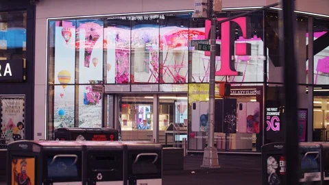 New York's Times Square Empty during coronavirus COVID-19 pandemic Stock Footage 127446686