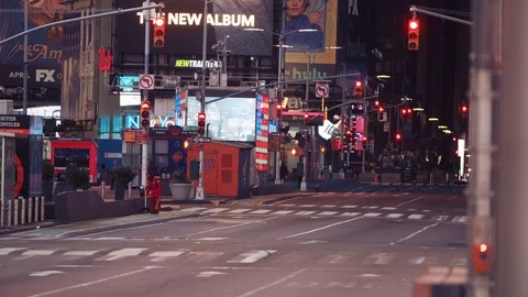 New York's Times Square Empty during coronavirus COVID-19 pandemic Stock Footage 127446781