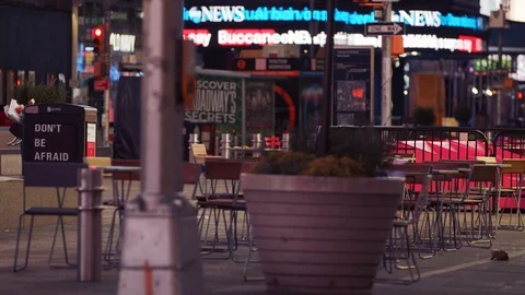 New York's Times Square Empty during coronavirus COVID-19 pandemic Stock Footage 127447496