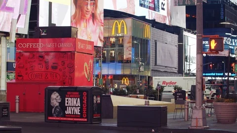 New York's Times Square Empty during coronavirus COVID-19 pandemic Stock Footage 127447812