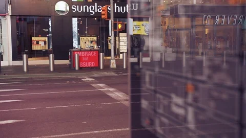 New York's Times Square Empty during coronavirus COVID-19 pandemic Stock Footage 127448049