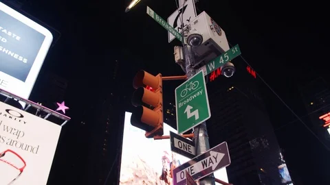 New York's Times Square Empty during coronavirus COVID-19 pandemic Stock Footage 127448266