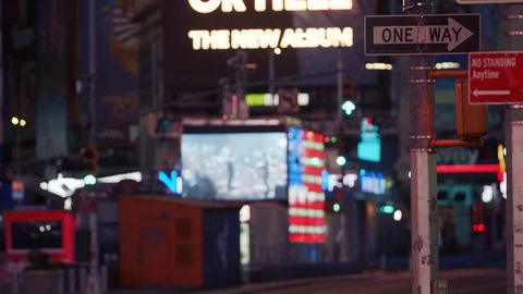 New York's Times Square Empty during coronavirus COVID-19 pandemic Stock Footage 127448423